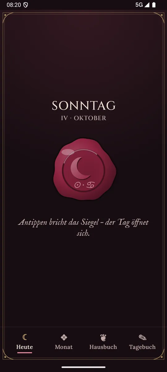 Das Tagessiegel aus Wachs mit Mondsichel